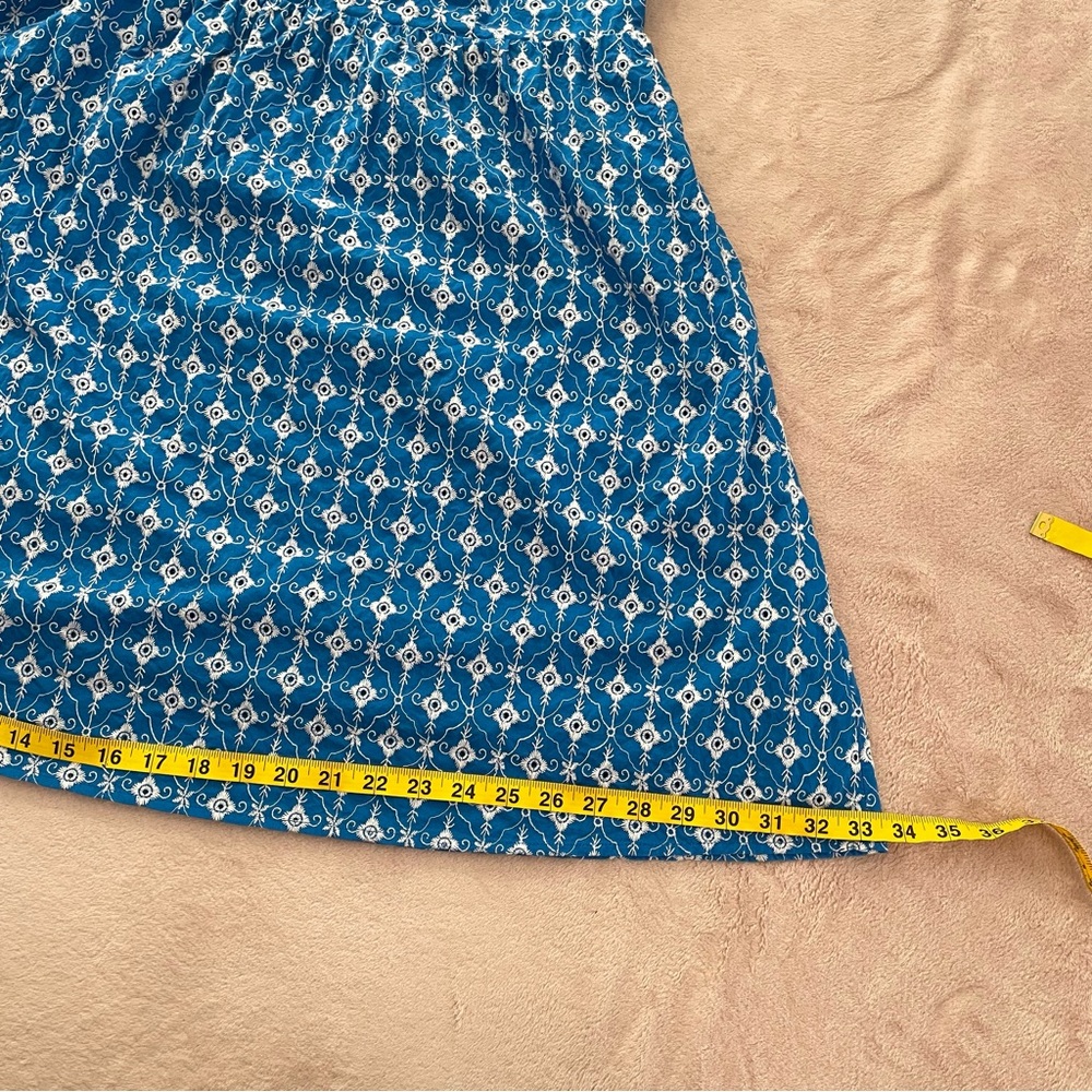 Rhode embroidered eyelet mini dress blue and white pockets size M - Picture 16 of 16